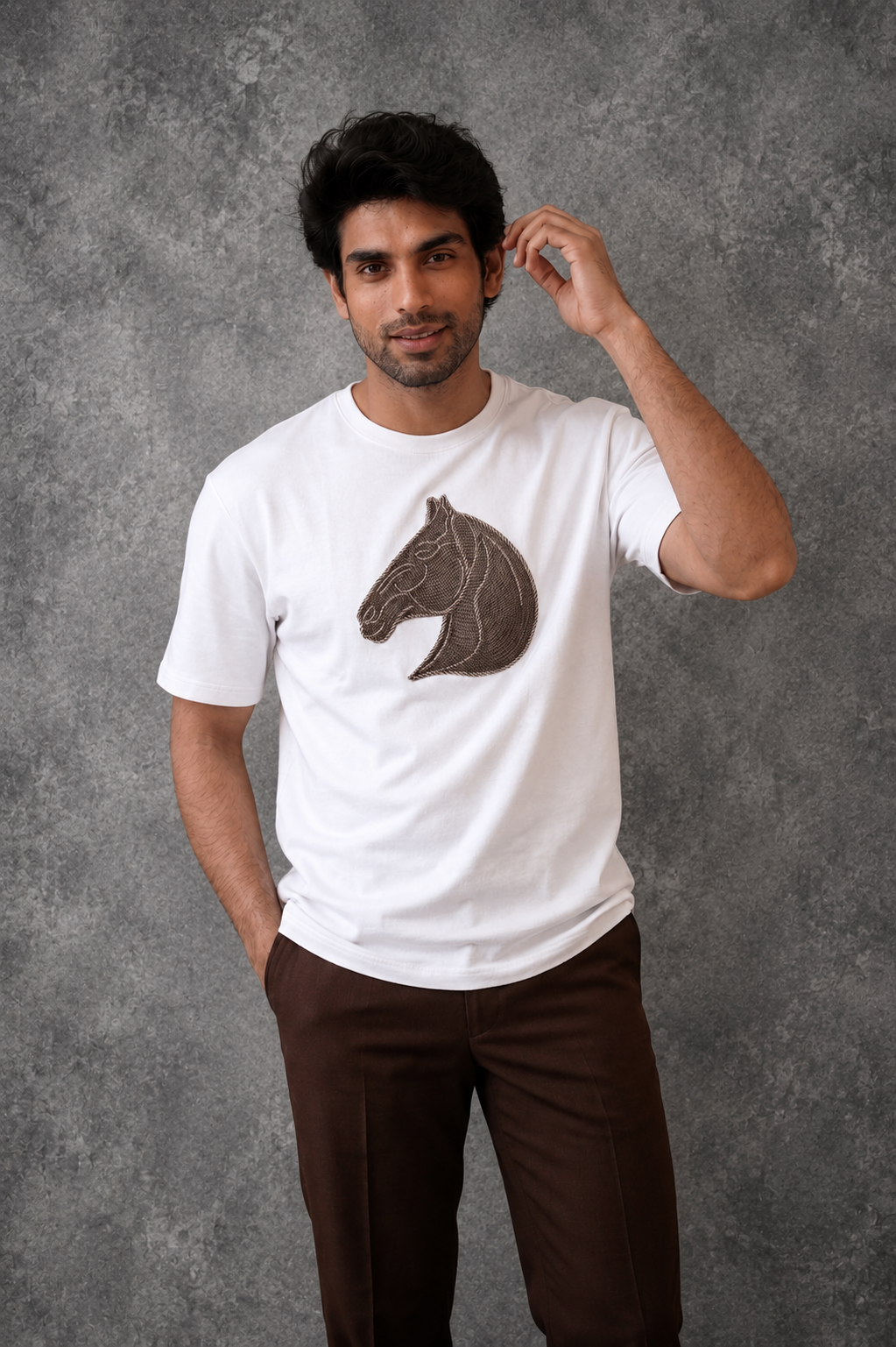 Hermes Prais Men's Designed White T-Shirt