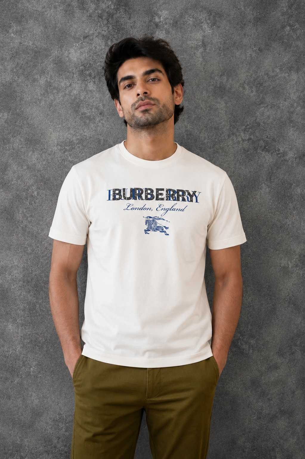 Burberry London, England Men's White T-Shirt