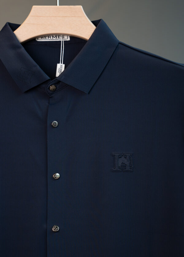 Hermes Navy Blue Half Sleeve Plain Shirt