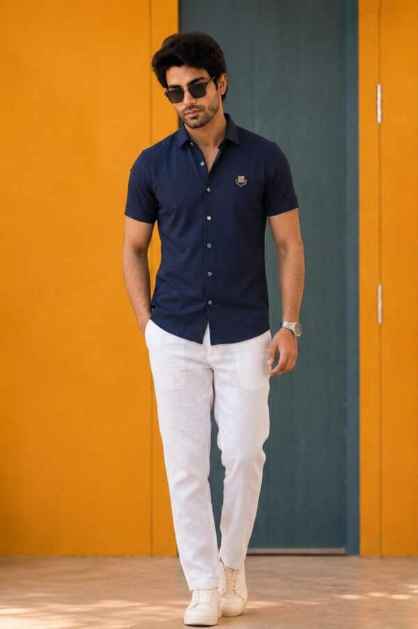 Men's Navy Blue Plain Shirt