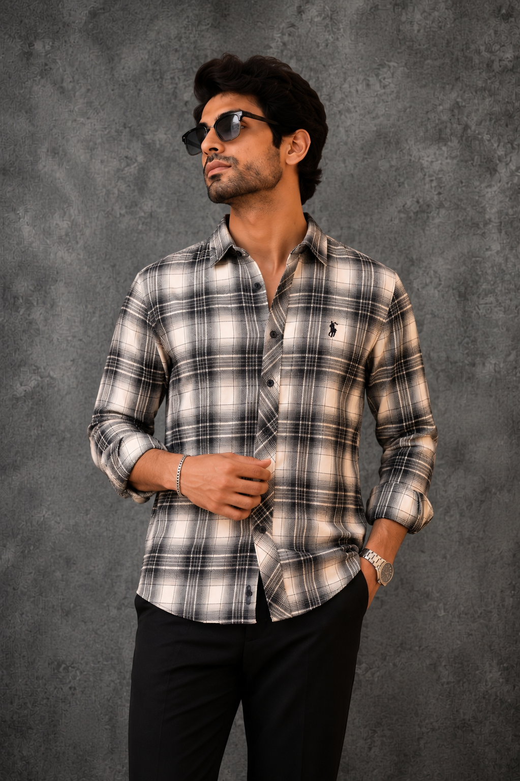 Polo Ralph Lauren luxury Men's Black and White Checks Shirt