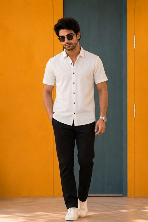 Men's Half Sleeve Plain White Shirt