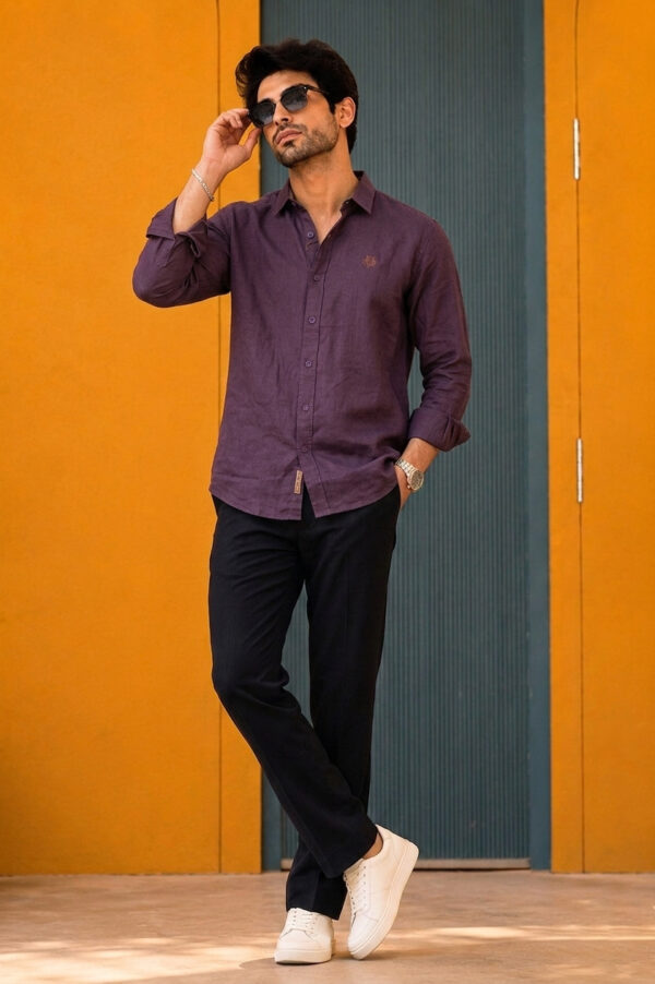 Men's Dark Purple Plain Shirt