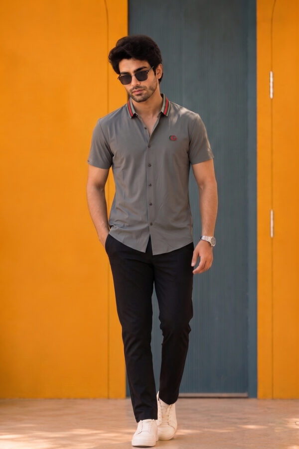 Gucci Half Sleeve Plain Grey Shirt