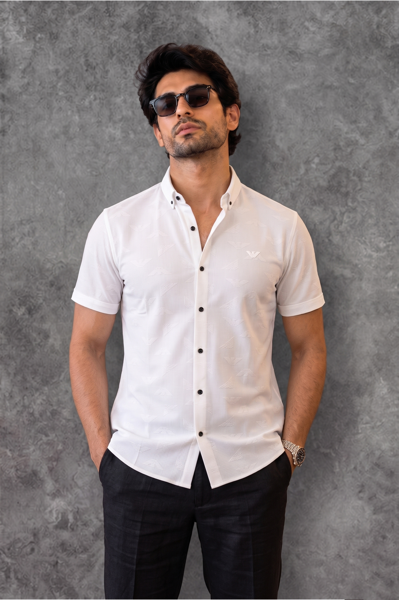 Men's Half Sleeve Plain White Shirt