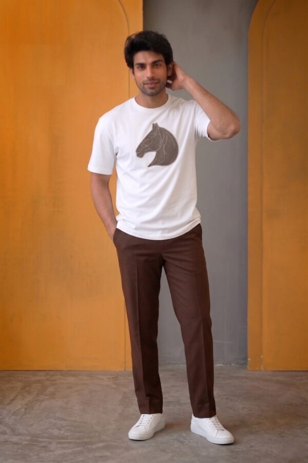 Hermes Prais Men's Designed White T-Shirt