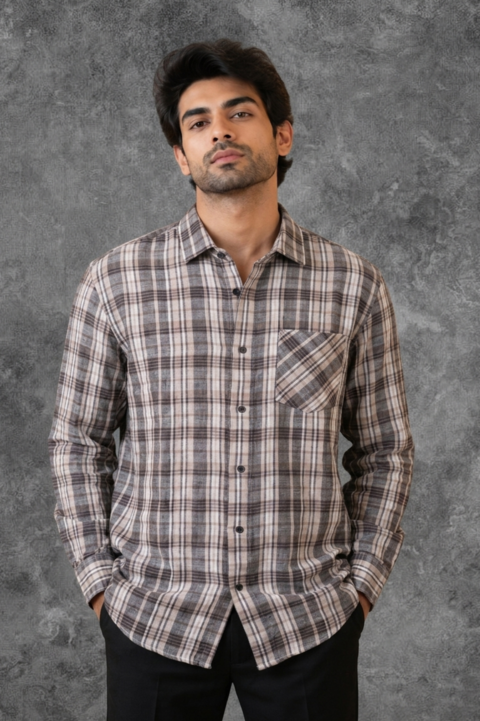 Men's Cotton Brown Shirt