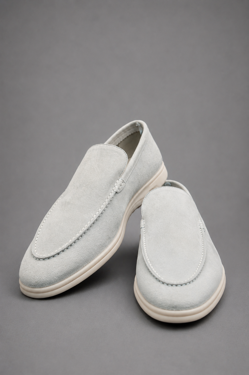 Loro Piana Men's Summer Walk Loafer in Light Grey Suede