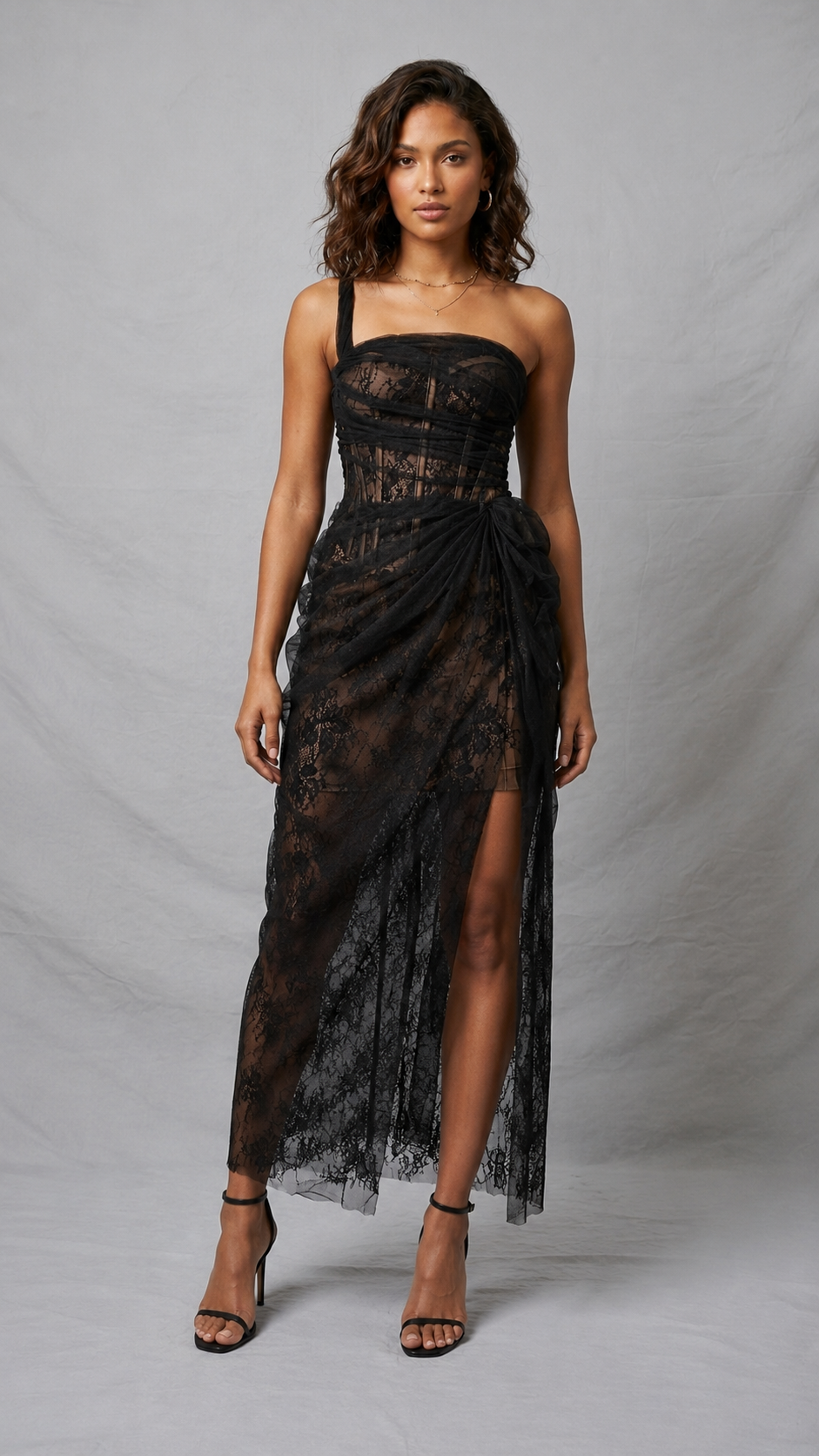 Women's Bonnie One Shoulder Corset Lace Maxi Dress