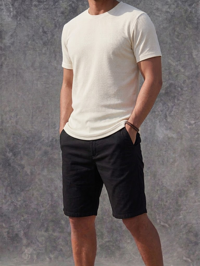 Brunello Cucinelli Men's Black Cotton Drawstring Casual Short