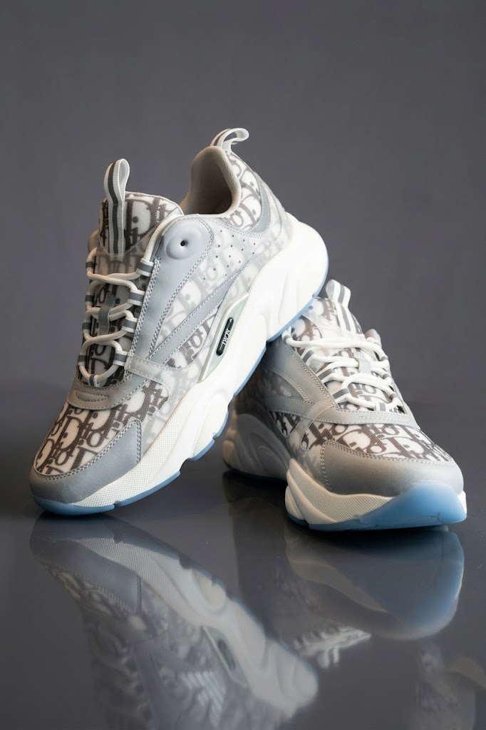 Dior Men's B22 Sneaker in Grey and White