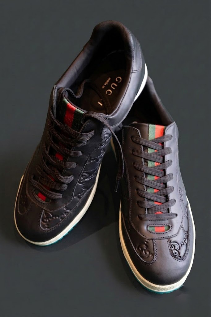 Gucci Men's Shift GG Embossed Leather Sneakers