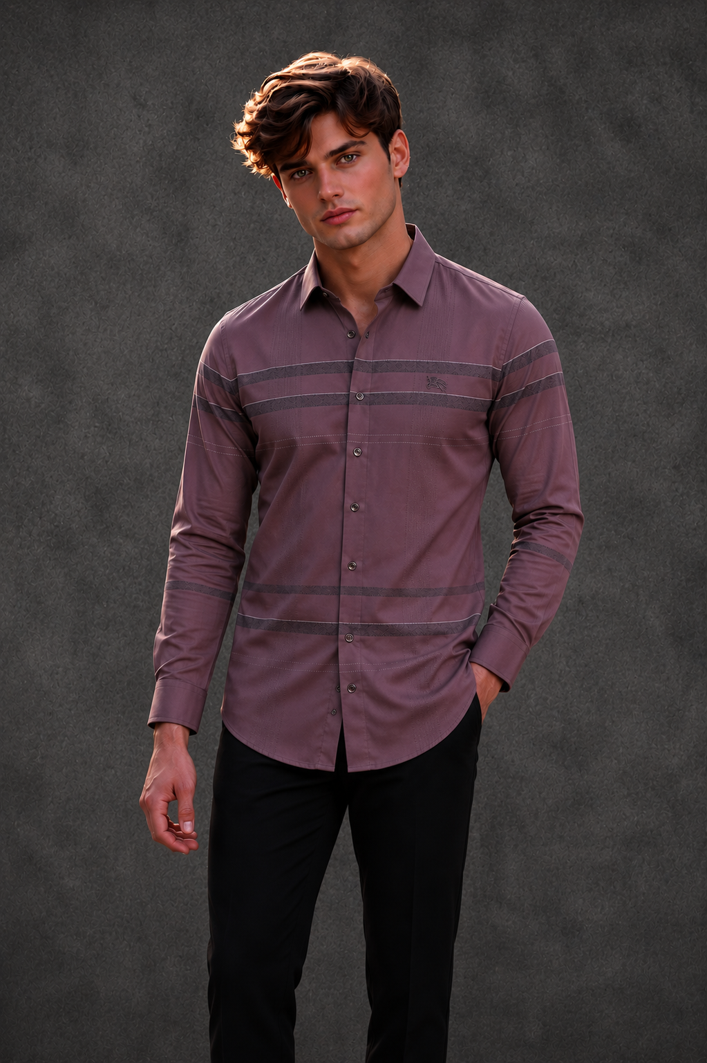 Burberry Men's Brown Striped Casual Shirt