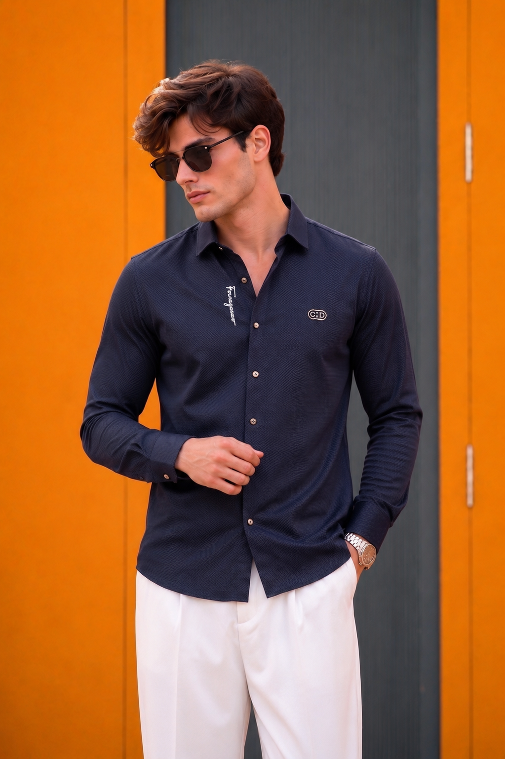 Salvatore Ferragamo Men's Navy Blue Shirt