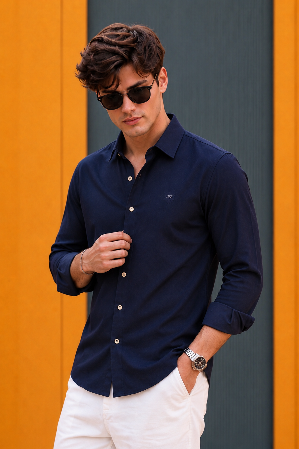 Balenciaga Men's Deep Navy Blue Plain Shirt