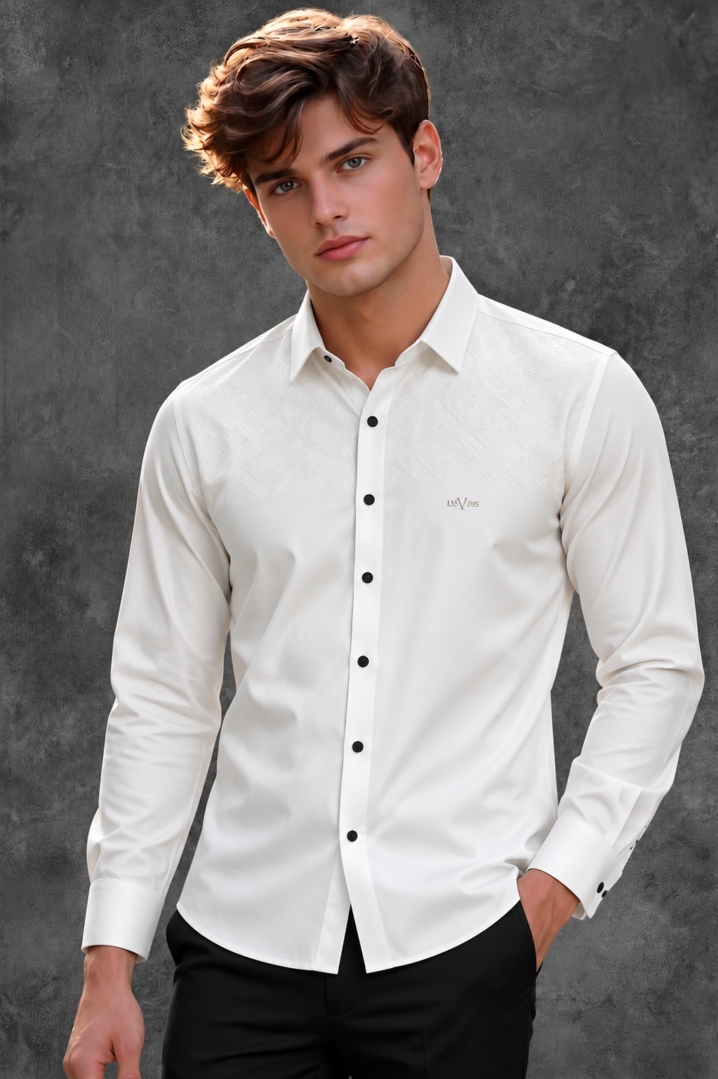 Versace Men’s Off-White Formal Shirt