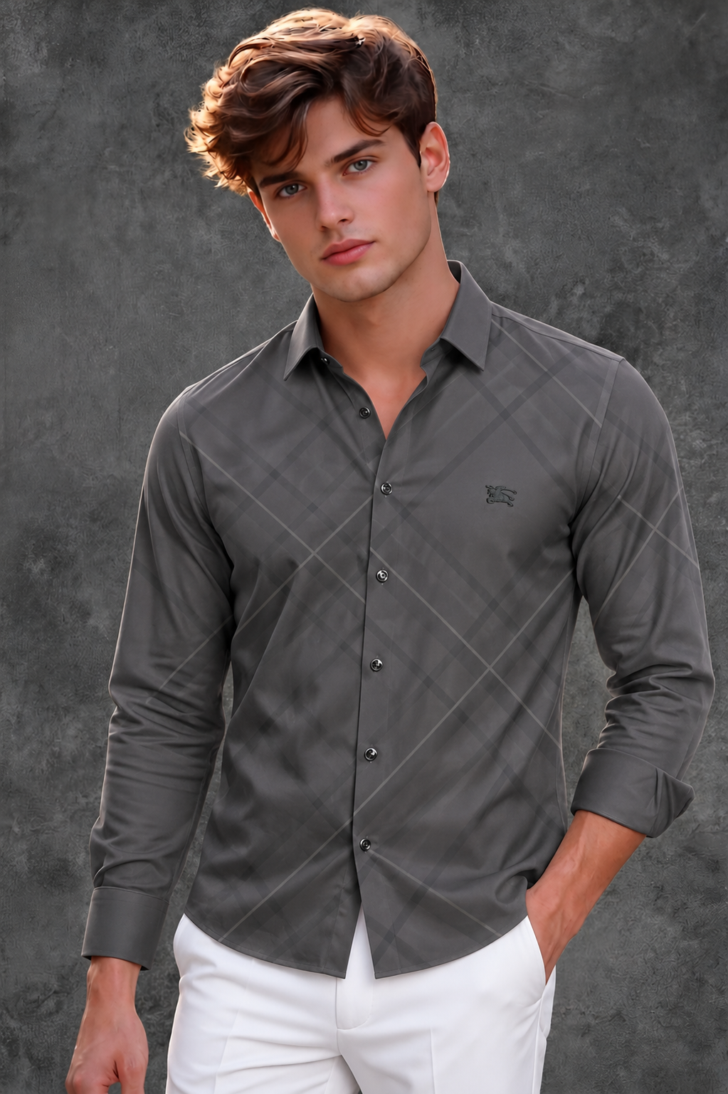 Burberry Men's Black Striped Casual Shirt