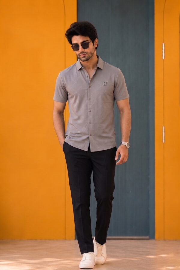 Burberry Men's Half Sleeve Mid-tone Grey Shirt
