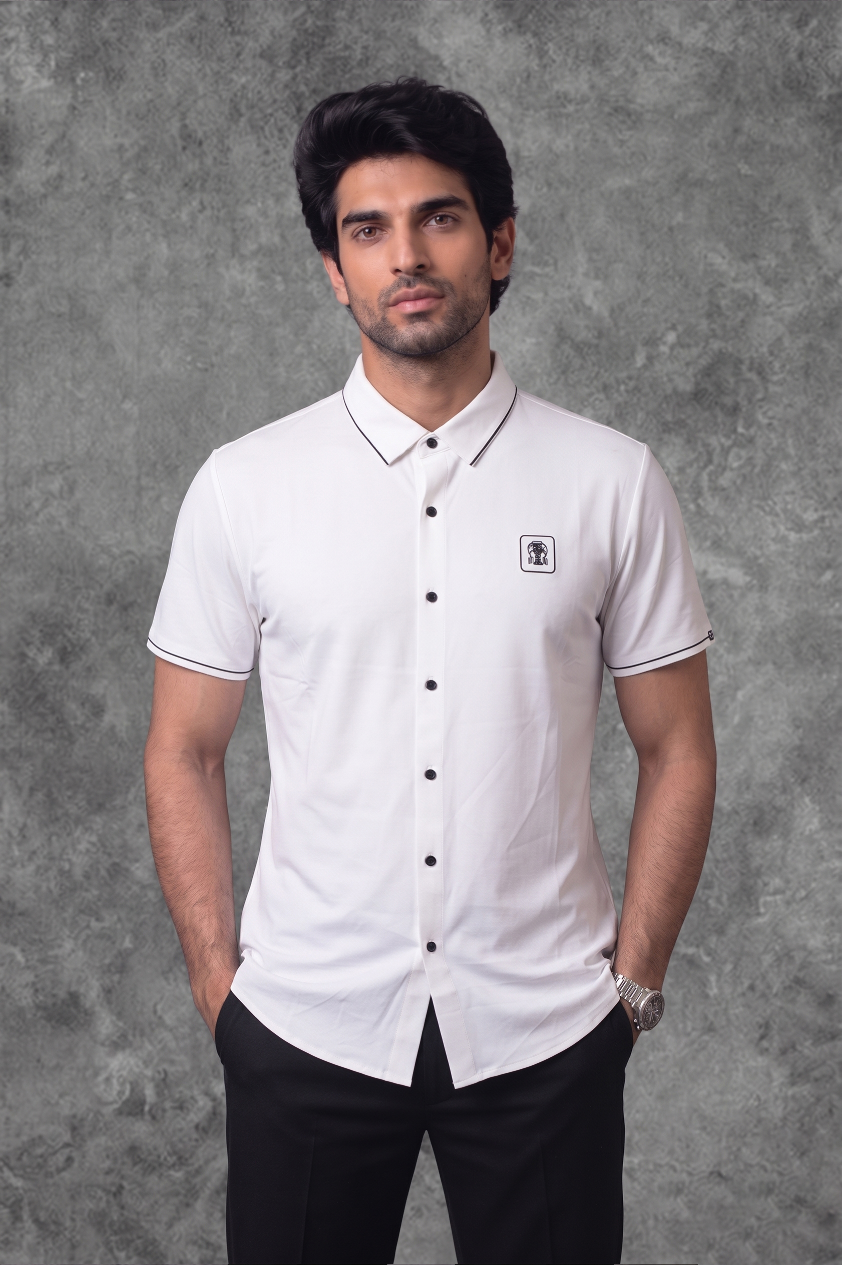 Brunello Cucinelli Men’s Half Sleeve White Shirt