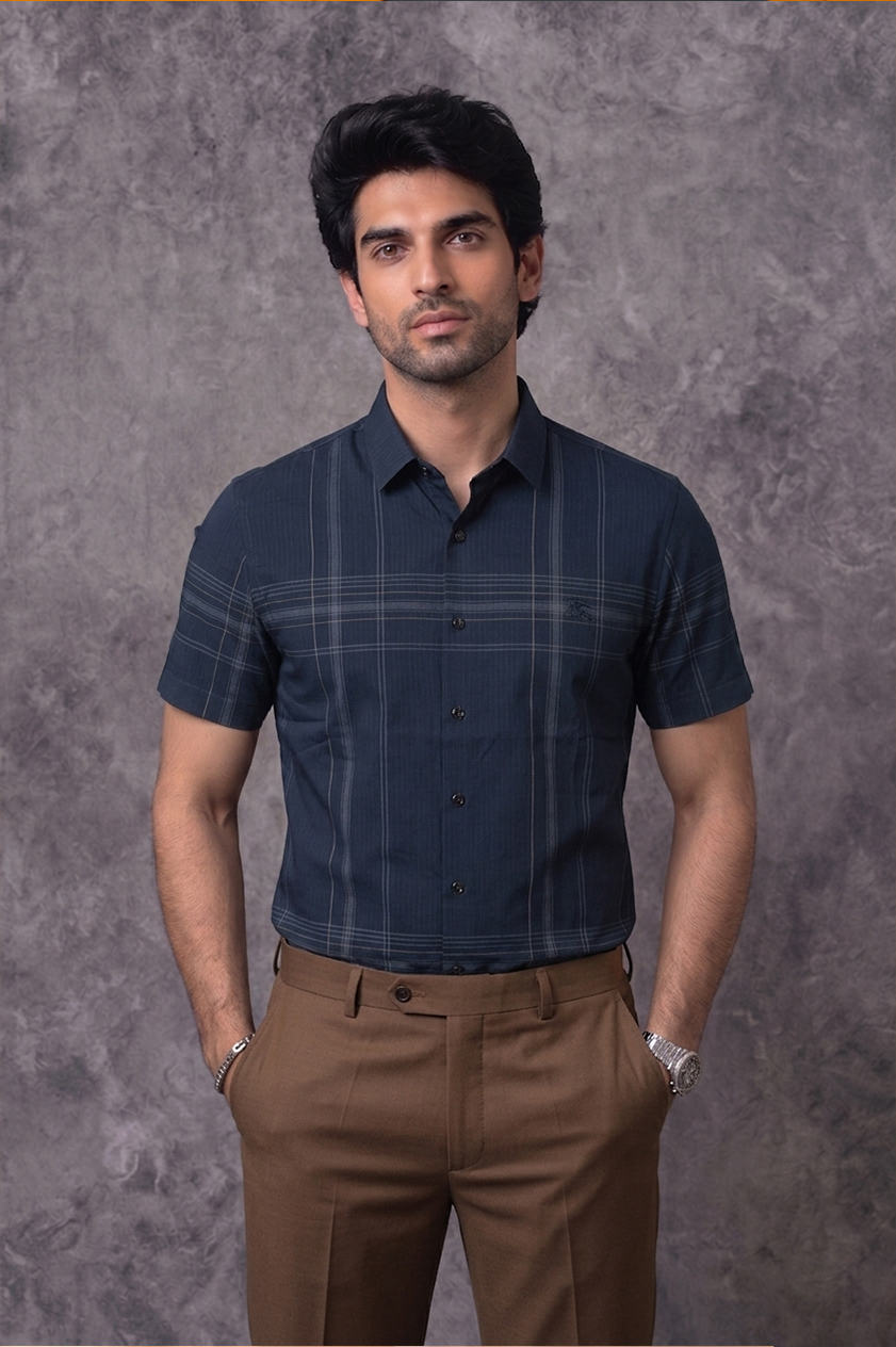 Men's Half Sleeve Teal Blue Shirt