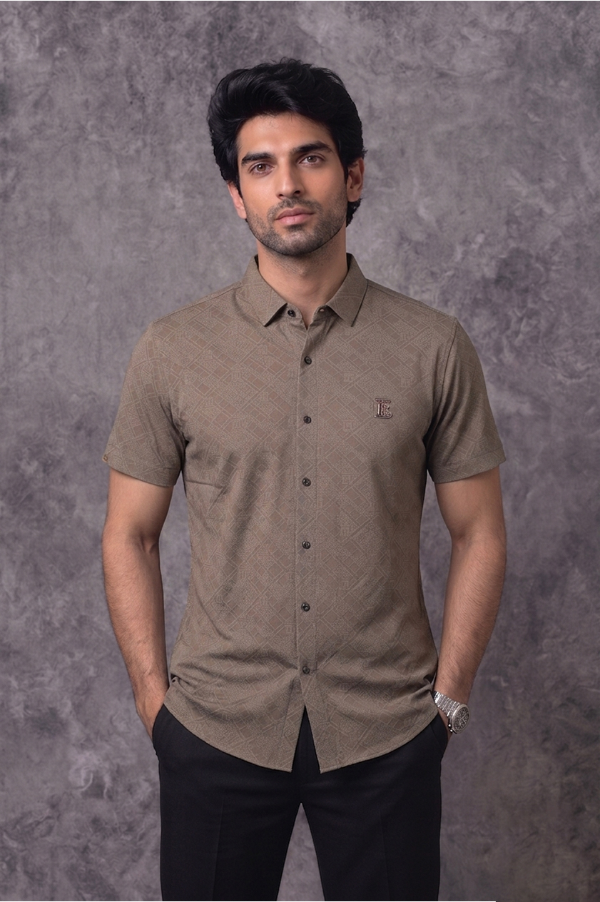 Burberry Half Sleeve Taupe Shirt