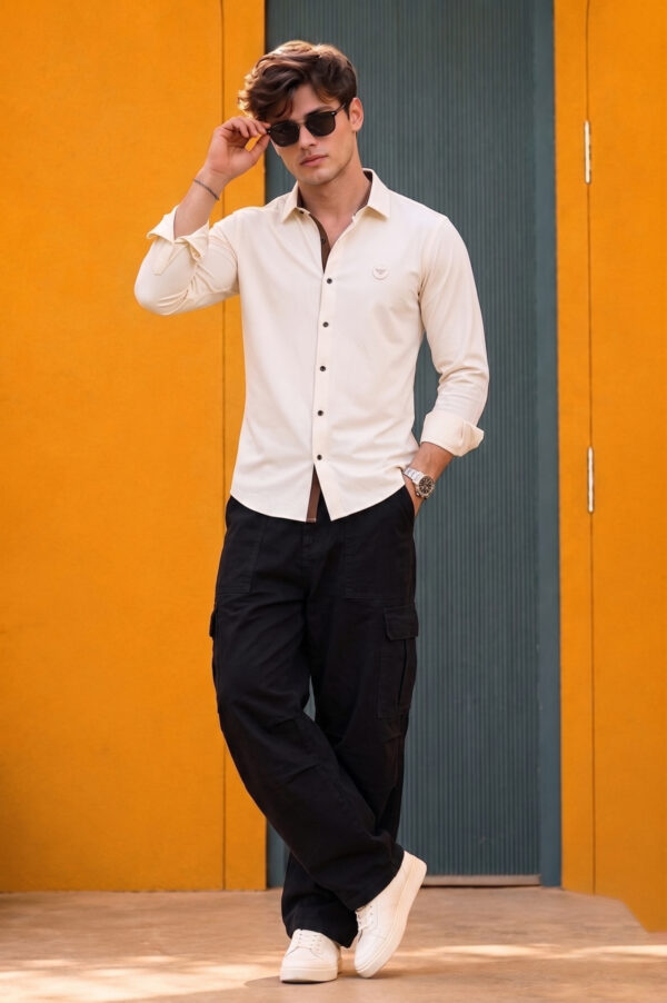 Emporio Armani Men's Plain Cream Shirt