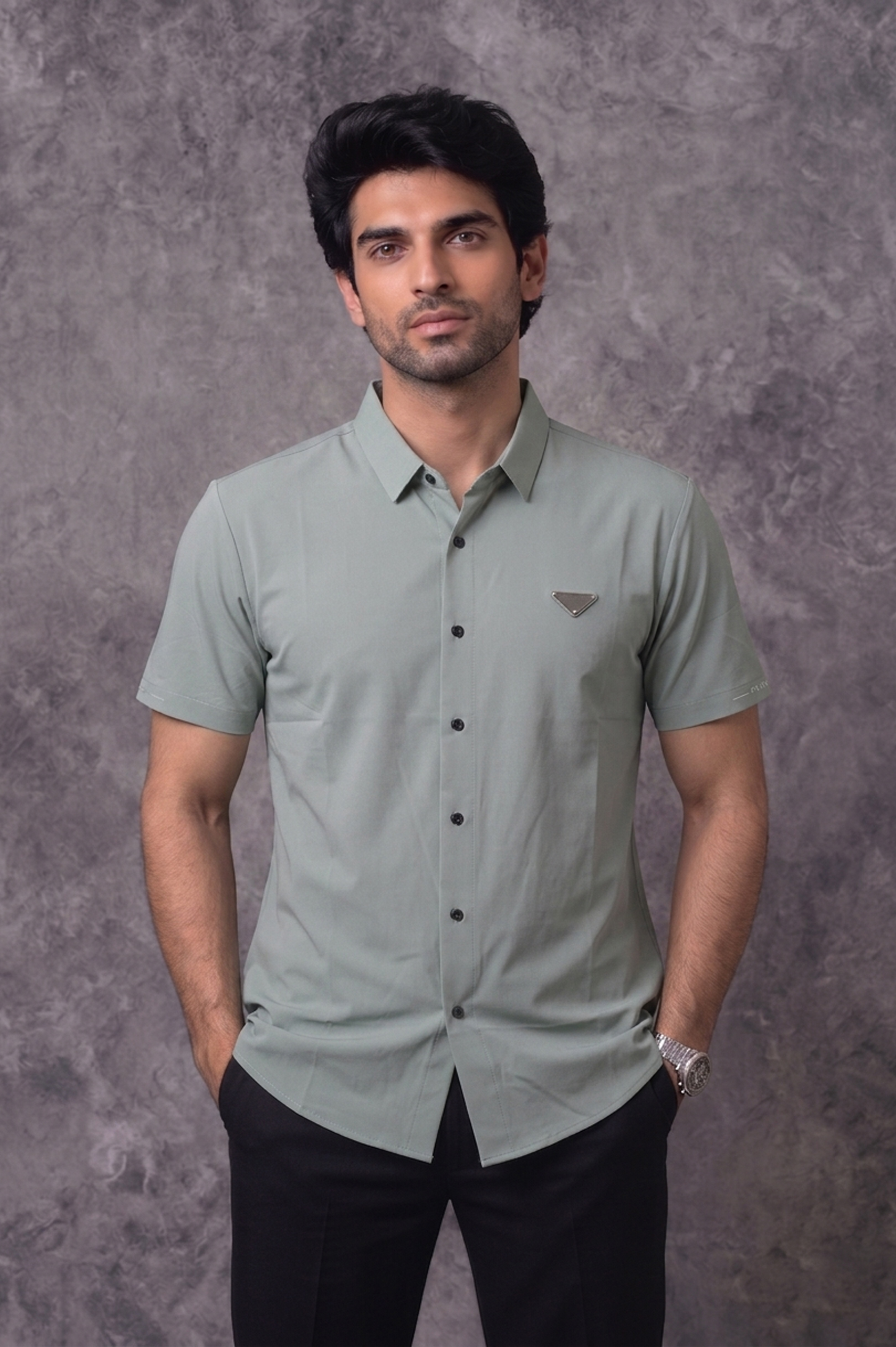 Prada Half Sleeve Sage Green Shirt