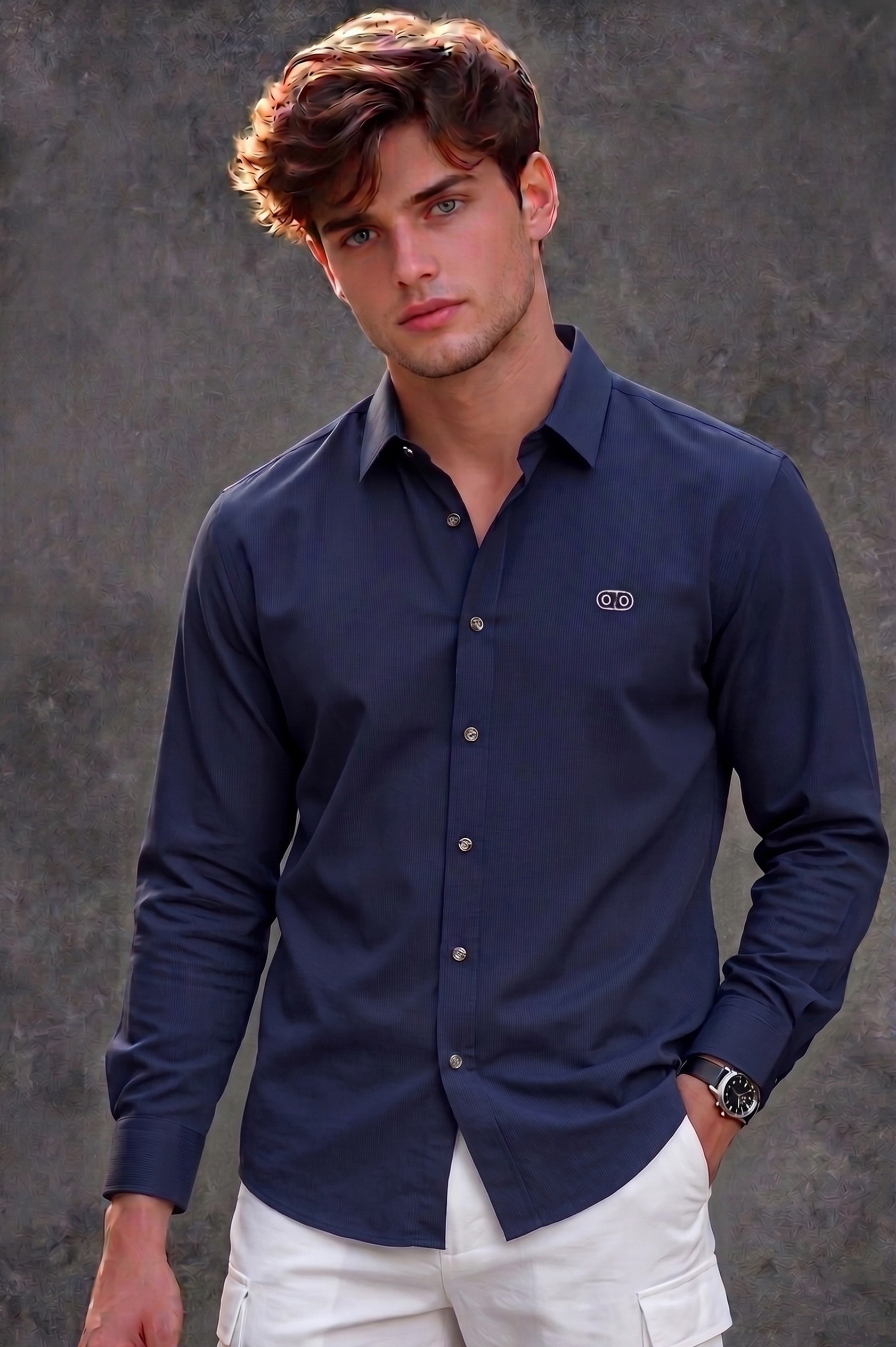 Salvatore Ferragamo Men's Navy Blue Shirt