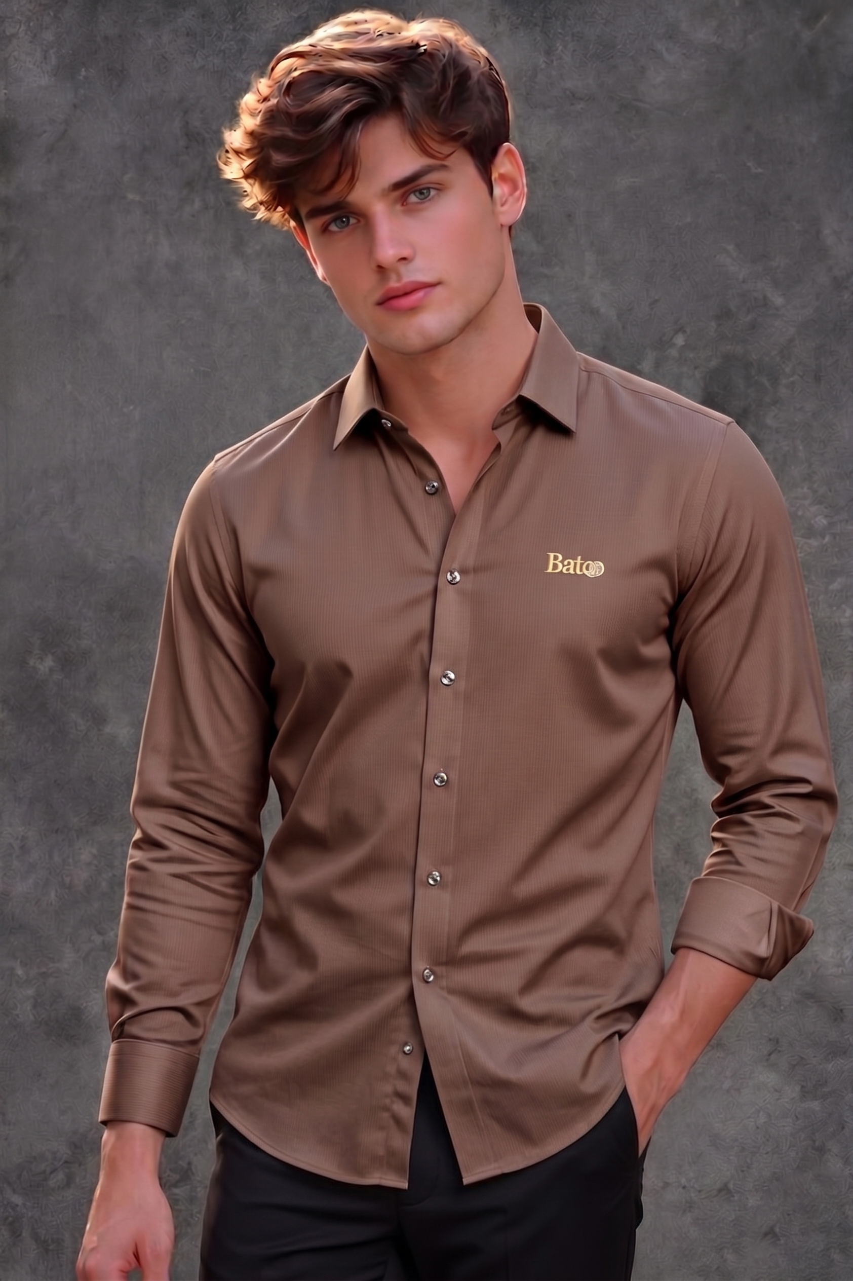 Burberry Men's Medium Brown Plain Shirt