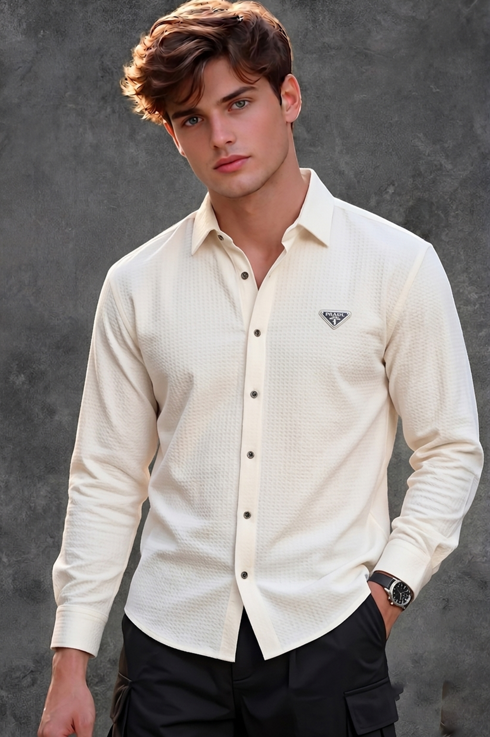 Prada Men's Off-White Shirt