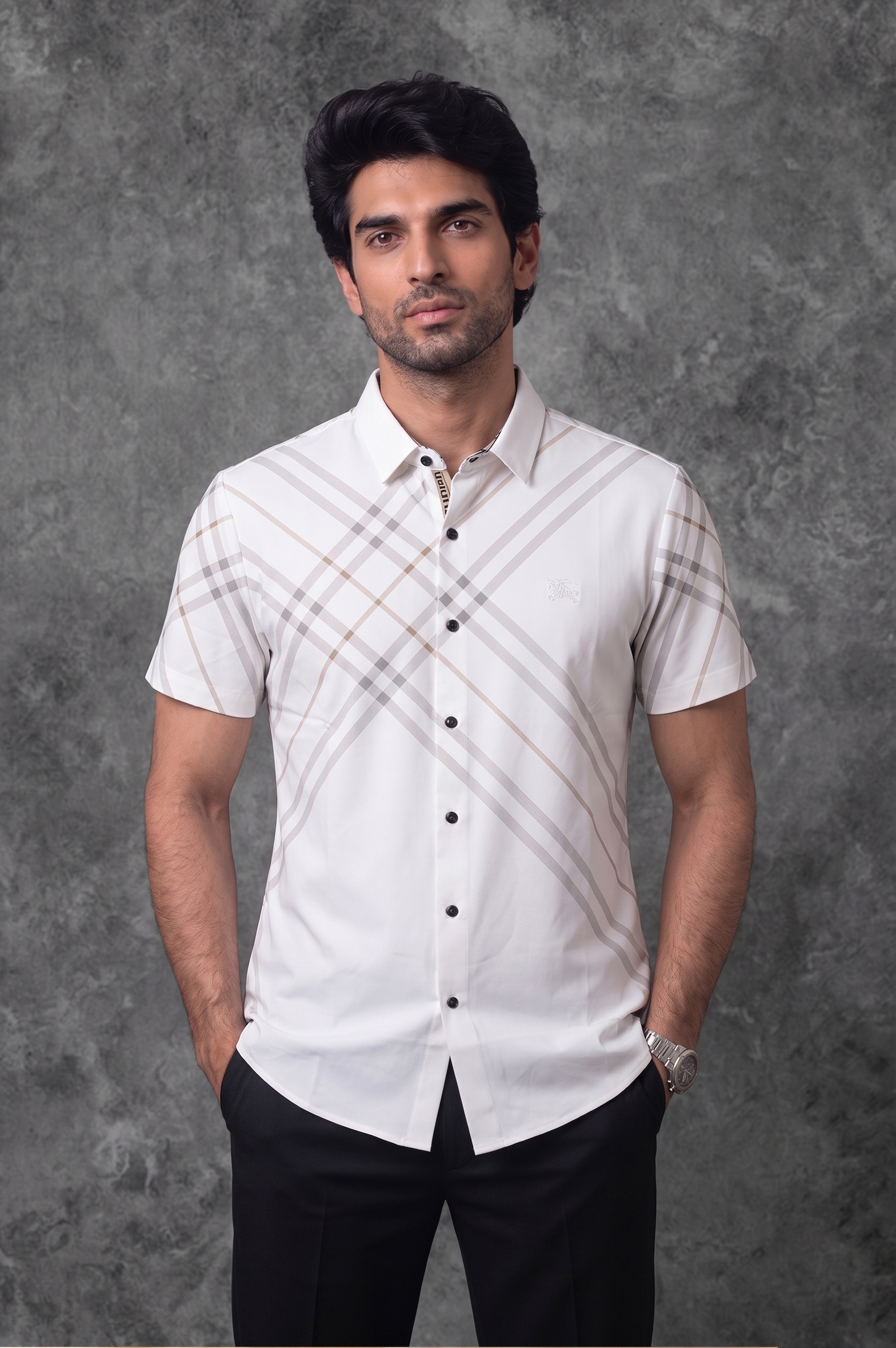 Burberry Men’s Half Sleeve White Shirt