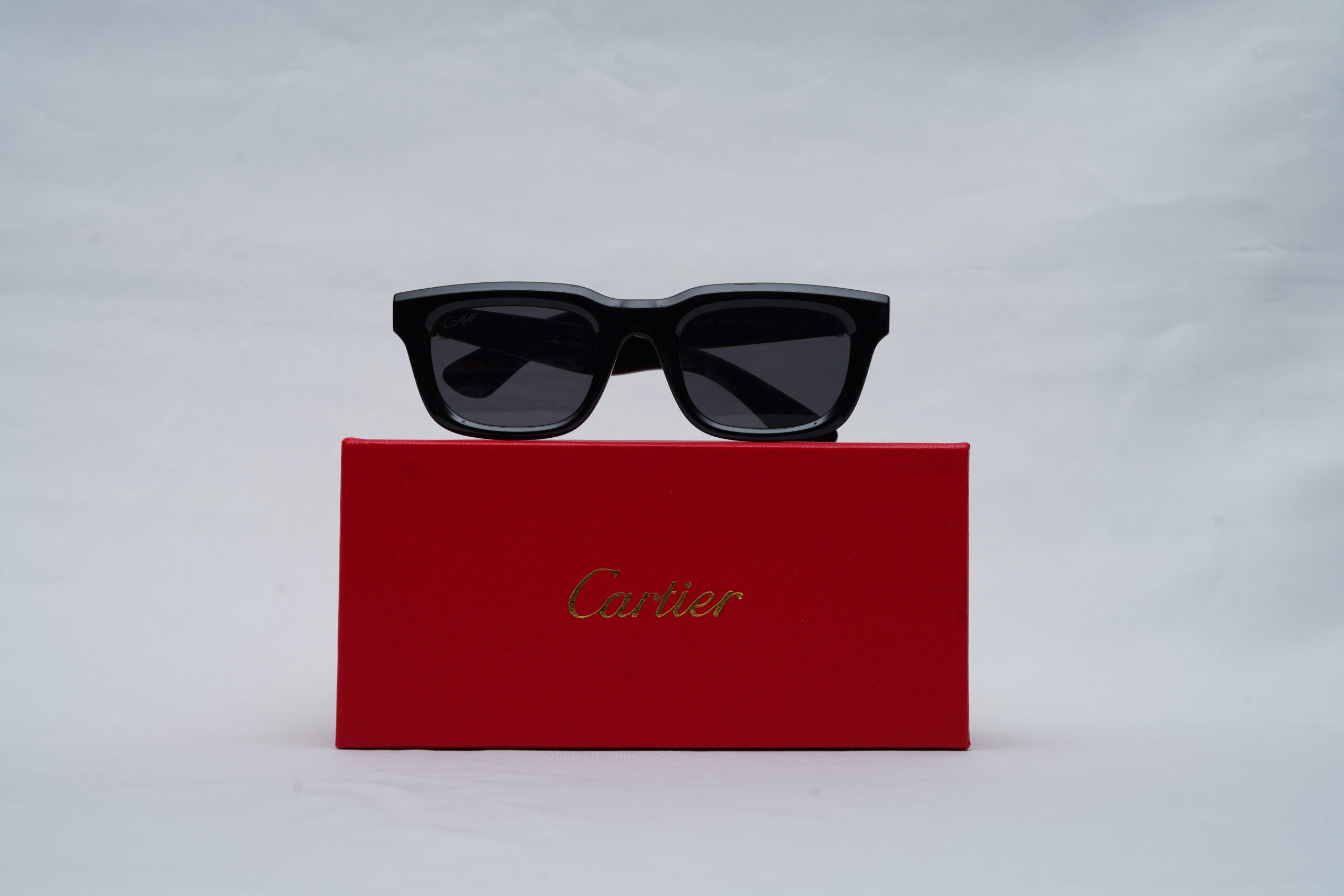 Cartier Première de Cartier Thick Acetate Square Sunglasses in Black