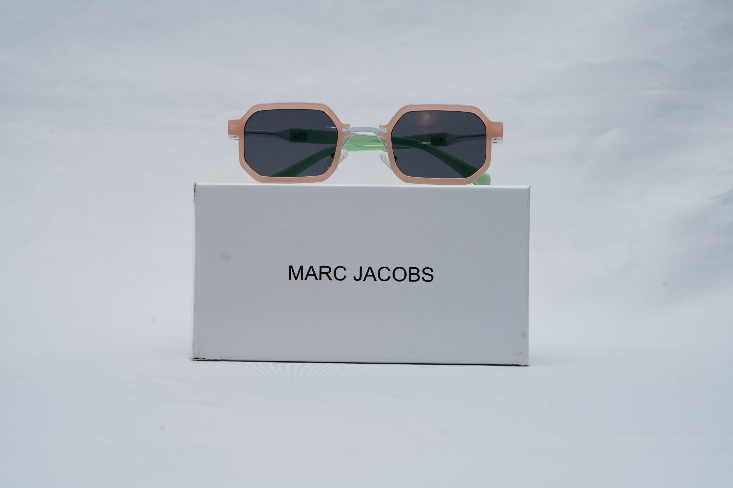 Marc Jacobs Pastel Geometric Octagon Sunglasses in Peach and Mint with Dark Grey Lenses
