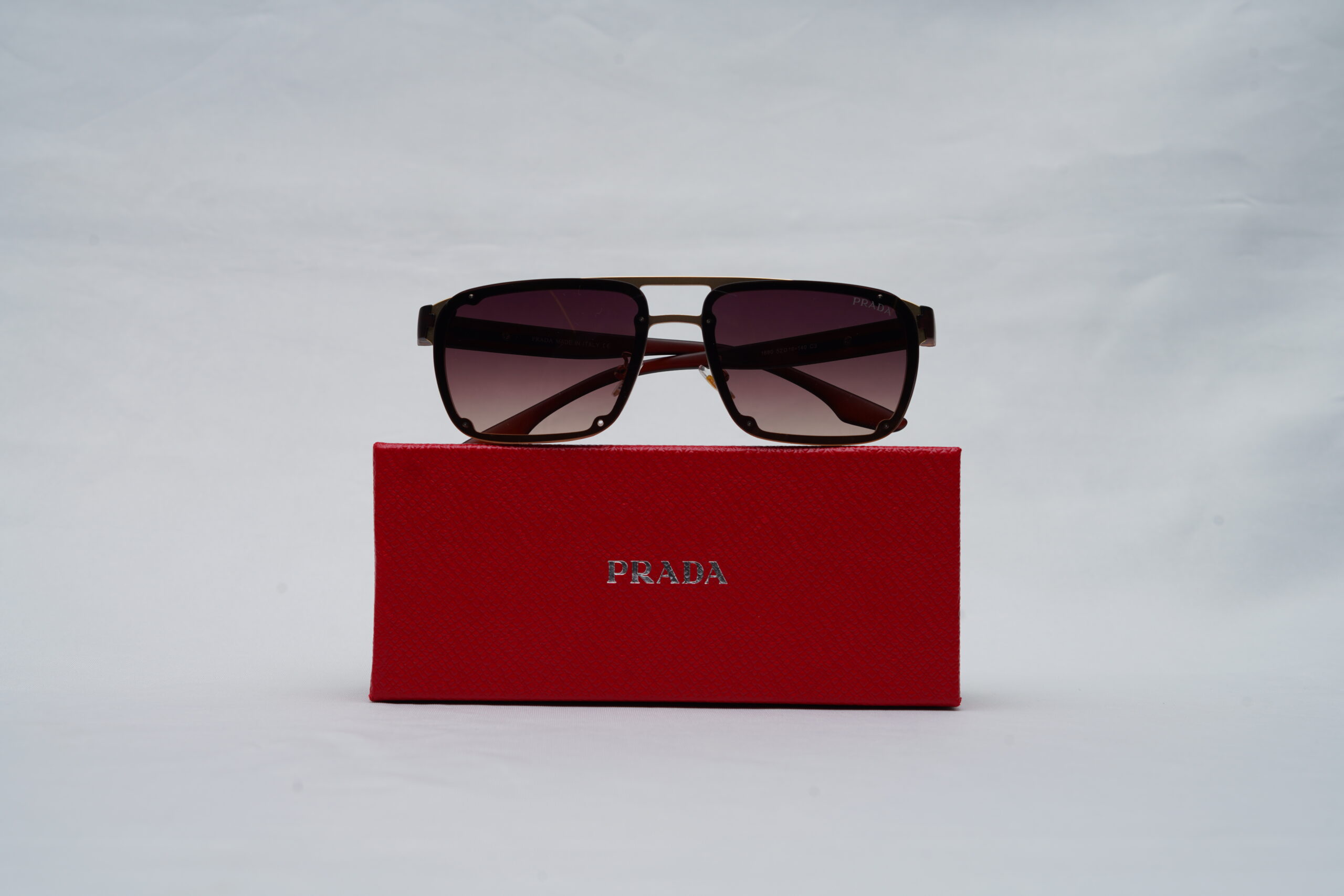 Prada Linea Rossa Double-Bridge Navigator Sunglasses with Brown Gradient Lenses