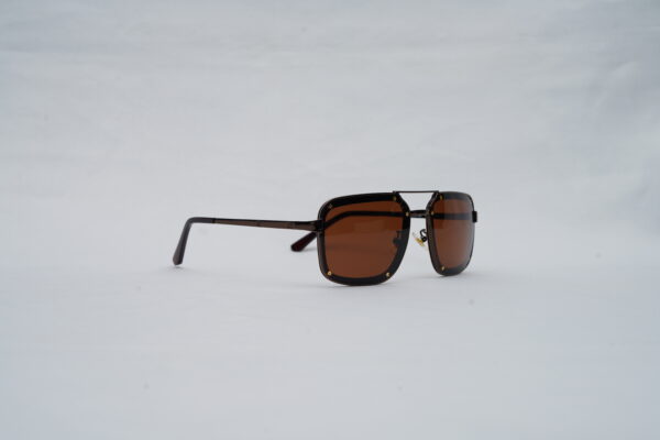 Gucci Full-Rim Navigator Sunglasses – Gold and Black with Brown Lenses