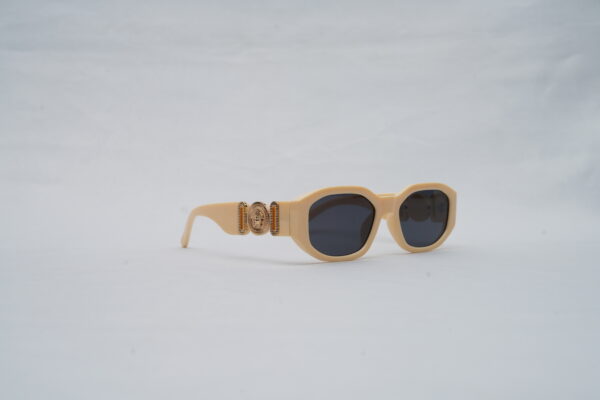 Versace Full-Rim Oval Sunglasses – Cream with Dark Lenses