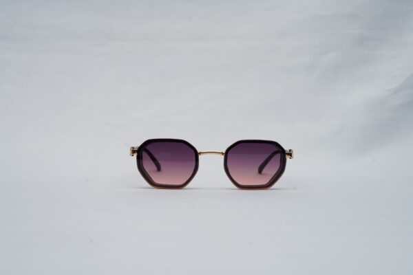 Cartier Full-Rim Hexagonal Sunglasses – Black Acetate with Gold Bridge and Purple Gradient Lenses