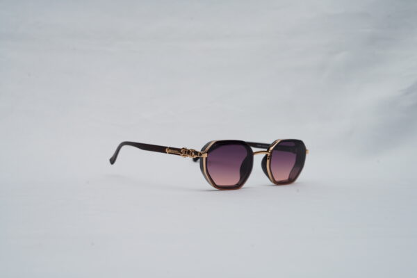 Cartier Full-Rim Hexagonal Sunglasses – Black Acetate with Gold Bridge and Purple Gradient Lenses