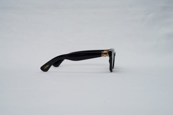 Cartier Full-Rim Square Sunglasses – Glossy Black Acetate with Dark Tint Lenses
