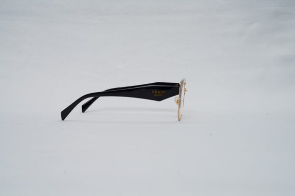 Prada Full-Rim Cat-Eye Eyeglasses – Gold Frame with Emerald Green Details