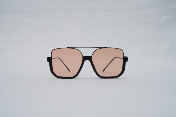 CHANEL Oversized Square Aviator Sunglasses – Retro Double-Bridge Black Frame with Light Peach Tinted Lenses