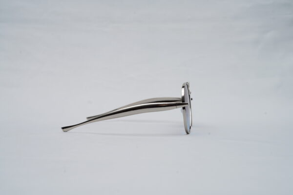 PRADA Silver Double-Bridge Pilot Shades with Gradient Blue Lenses