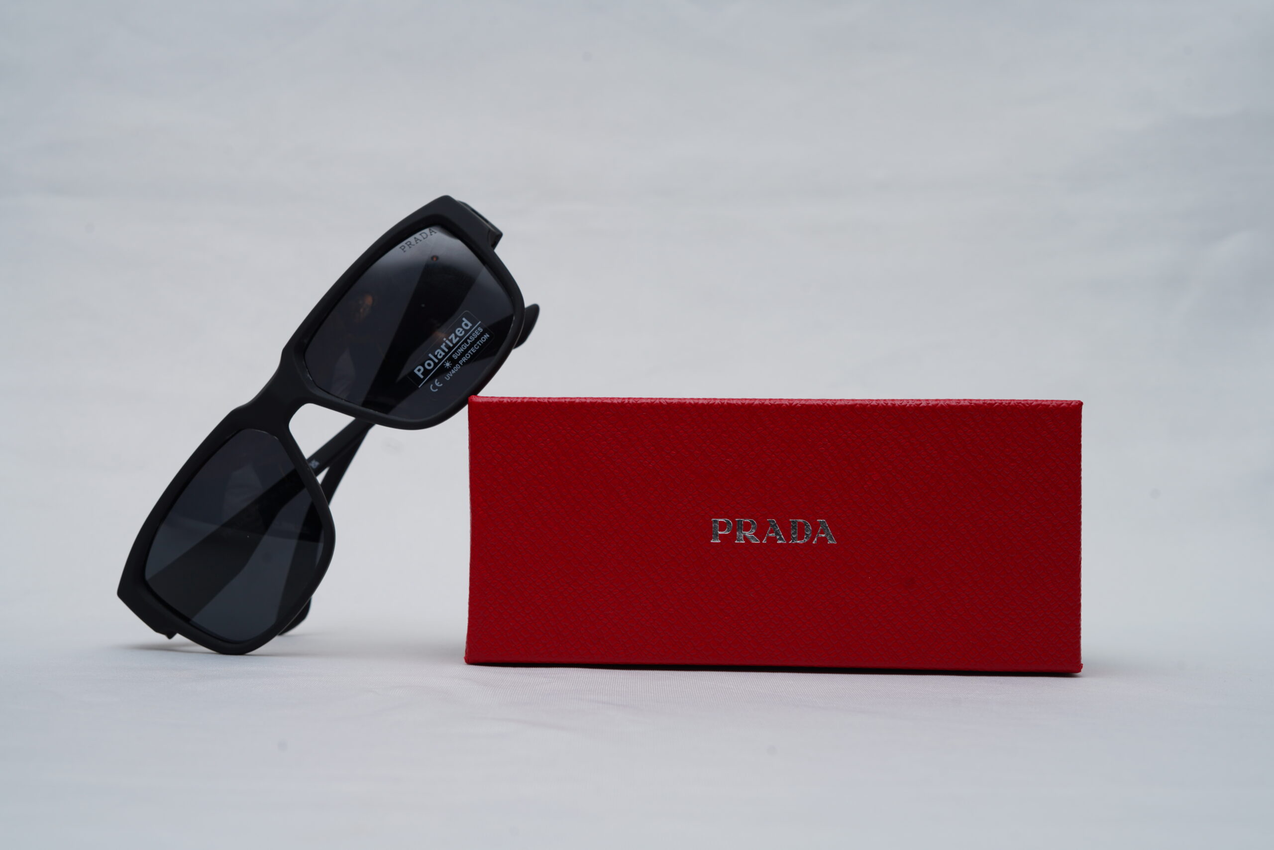 PRADA Linea Rossa Sleek Polarized Rectangle Sunglasses in Matte Black