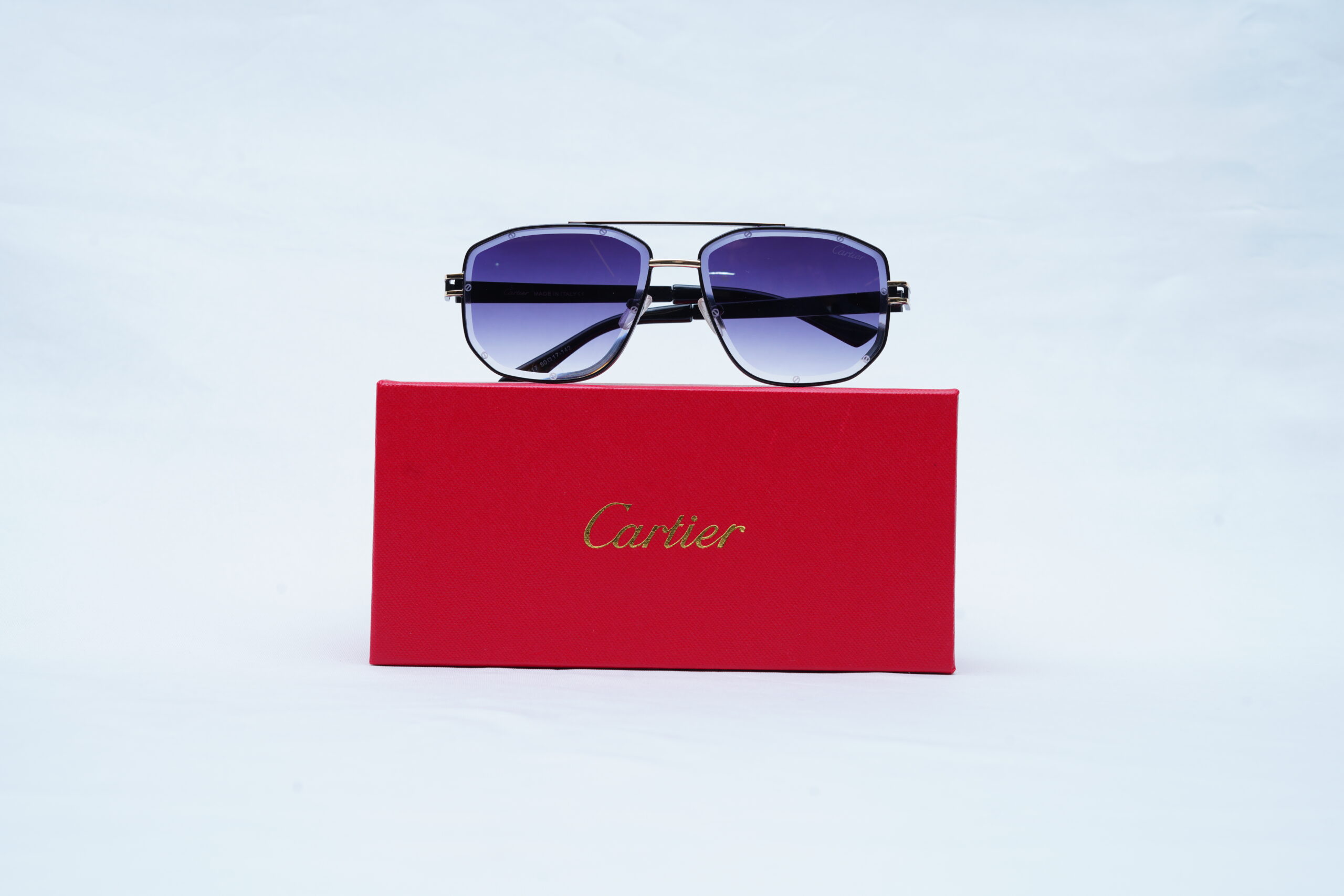 CARTIER Bold Double-Beam Geometric Pilot Shades – Luxury Sunglasses