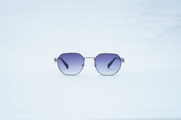 PRADA Silver Angular Pilot Shades – Luxury Blue Gradient Sunglasses