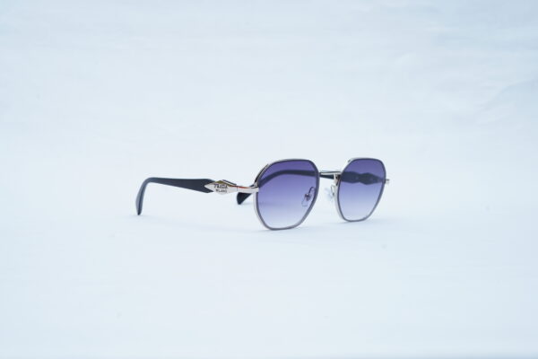 PRADA Silver Angular Pilot Shades – Luxury Blue Gradient Sunglasses