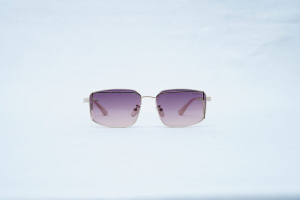 FENDI Gold Wire Angular Square Shades – Luxury Purple Gradient Sunglasses