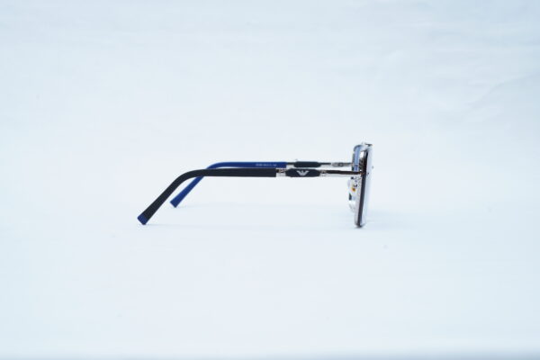 EMPORIO ARMANI Dark Metal Angular Pilot Shades – Luxury Blue Gradient Sunglasses