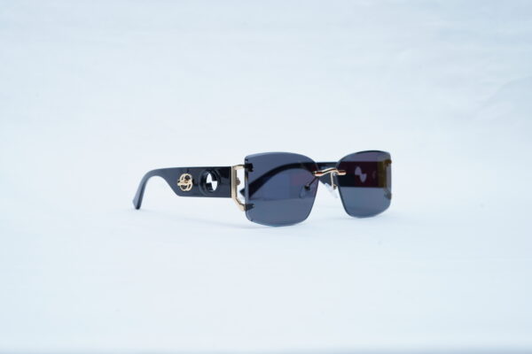 GUCCI Gold Hardware Rimless Rectangle Shades – Luxury Dark Tint Sunglasses