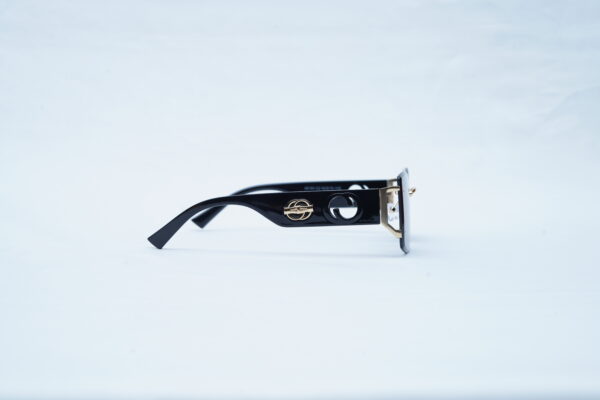 GUCCI Gold Hardware Rimless Rectangle Shades – Luxury Dark Tint Sunglasses